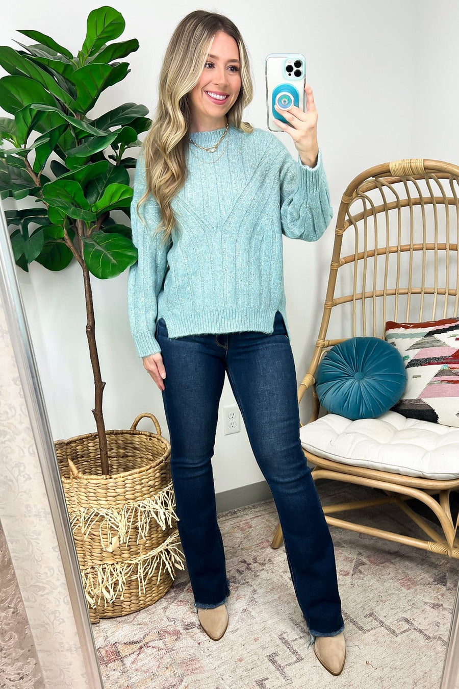  Style Skills Long Sleeve Side Slit Sweater - FINAL SALE - Madison and Mallory