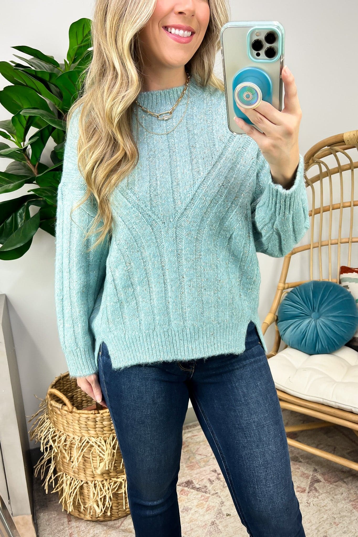  Style Skills Long Sleeve Side Slit Sweater - Madison and Mallory