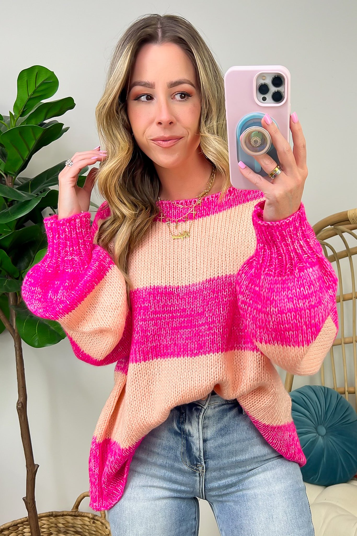  Stylish Charm Striped Knit Sweater - Madison and Mallory