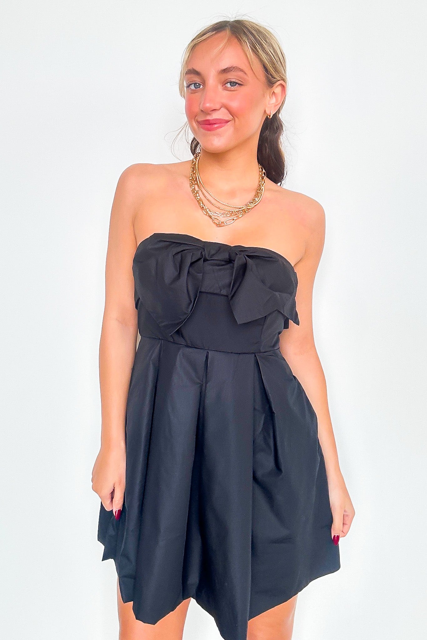 Suave Mood Bow Balloon Hem Strapless Dress - FINAL SALE - Madison and Mallory