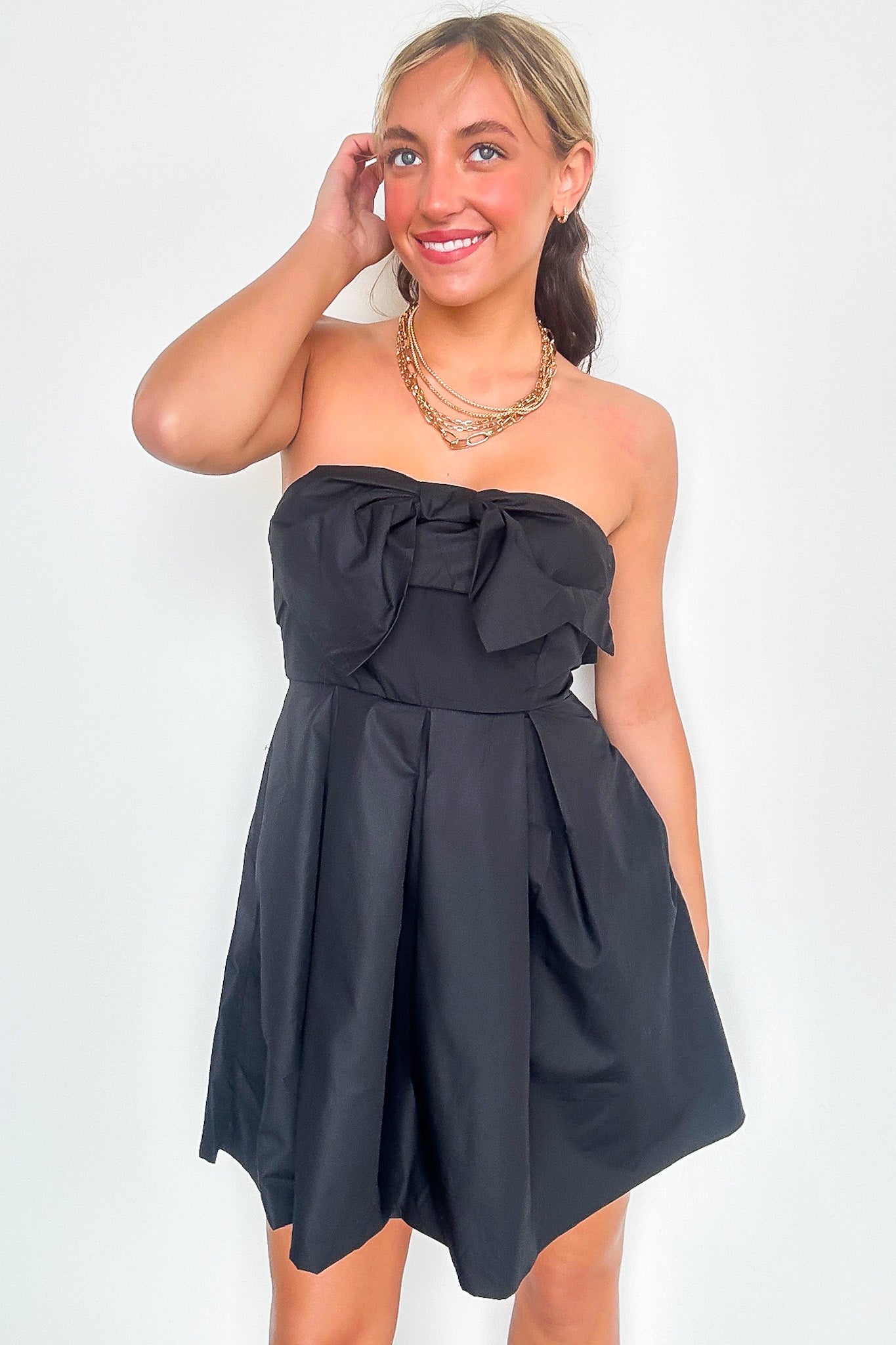 Suave Mood Bow Balloon Hem Strapless Dress - FINAL SALE - Madison and Mallory