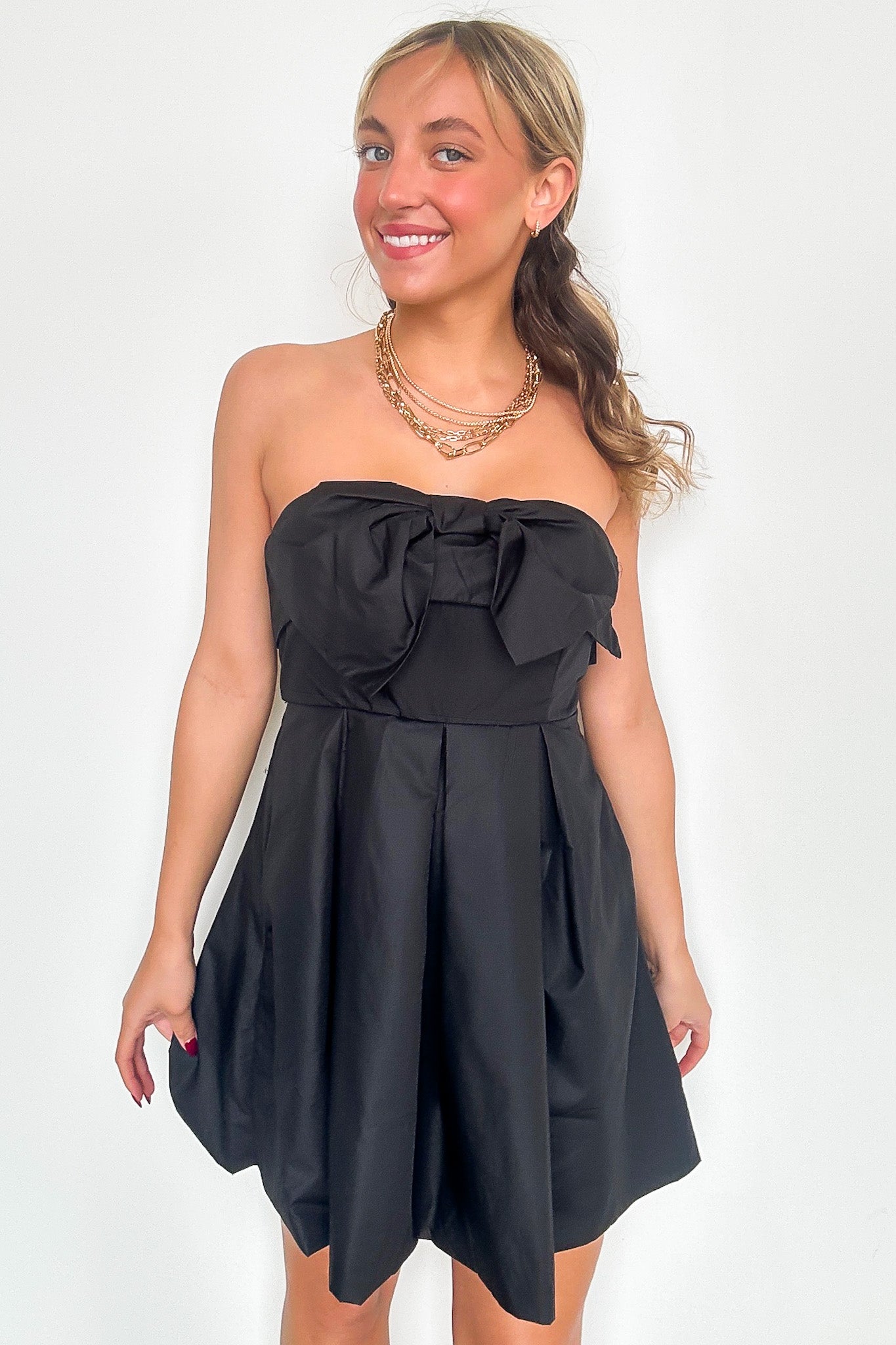 Suave Mood Bow Balloon Hem Strapless Dress - FINAL SALE - Madison and Mallory