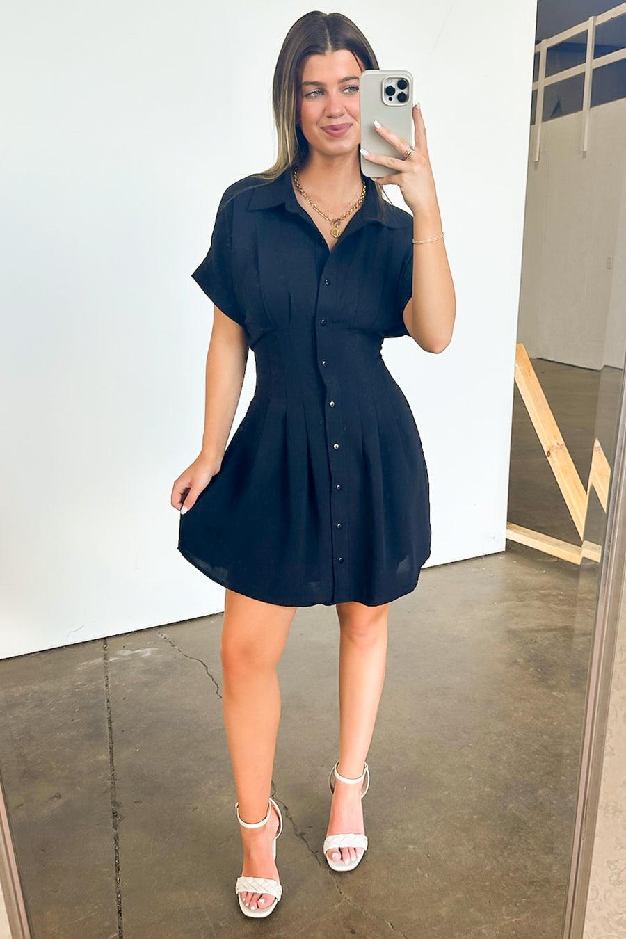 Successfully Sweet Button Down Fit and Flare Dress