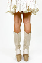 Suede Shift Three Tone Faux Suede Boots - Madison and Mallory