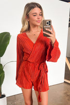  Sultry Beauty Pleated Satin Romper - FINAL SALE - Madison and Mallory
