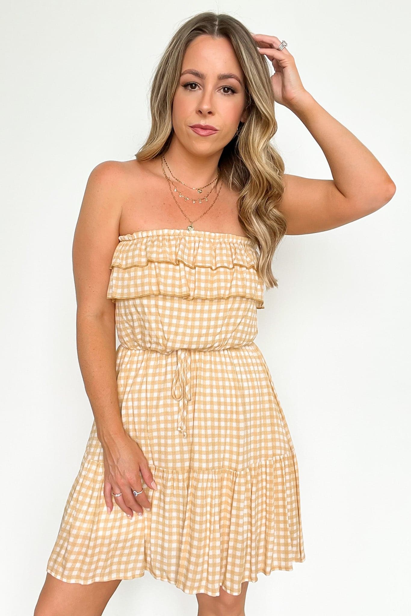  Summer Daze Gingham Print Flounce Dress - FINAL SALE - Madison and Mallory