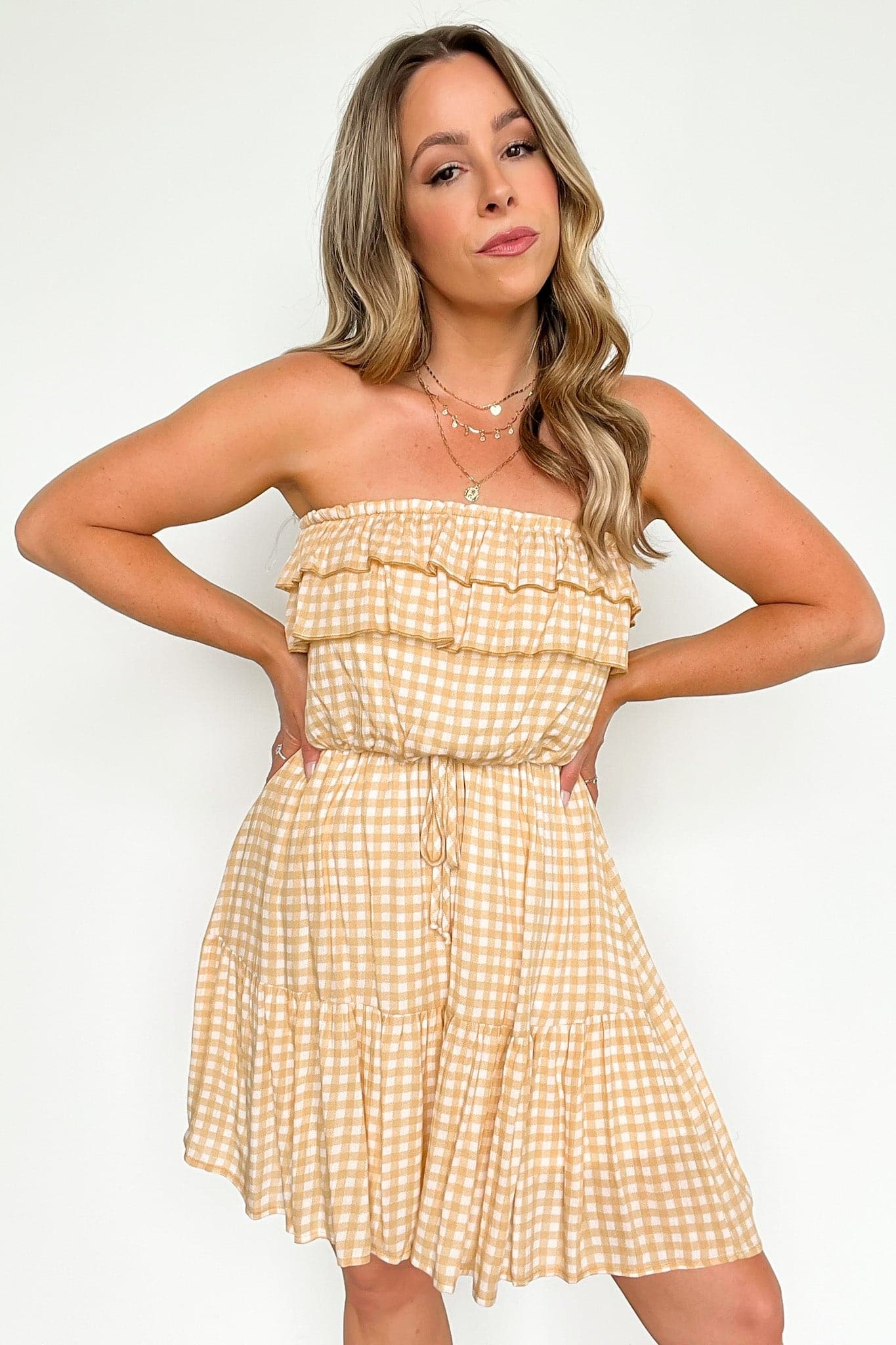  Summer Daze Gingham Print Flounce Dress - FINAL SALE - Madison and Mallory