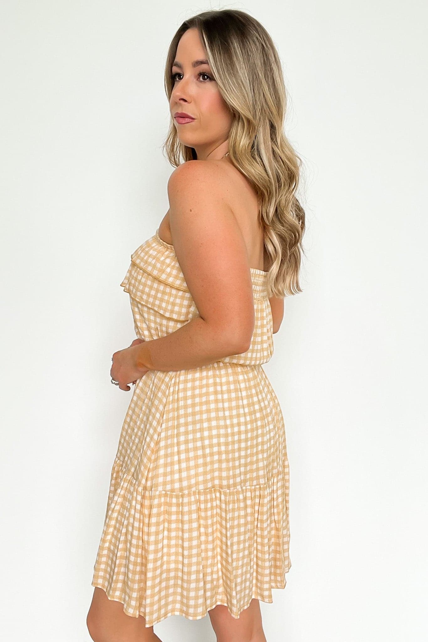  Summer Daze Gingham Print Flounce Dress - FINAL SALE - Madison and Mallory