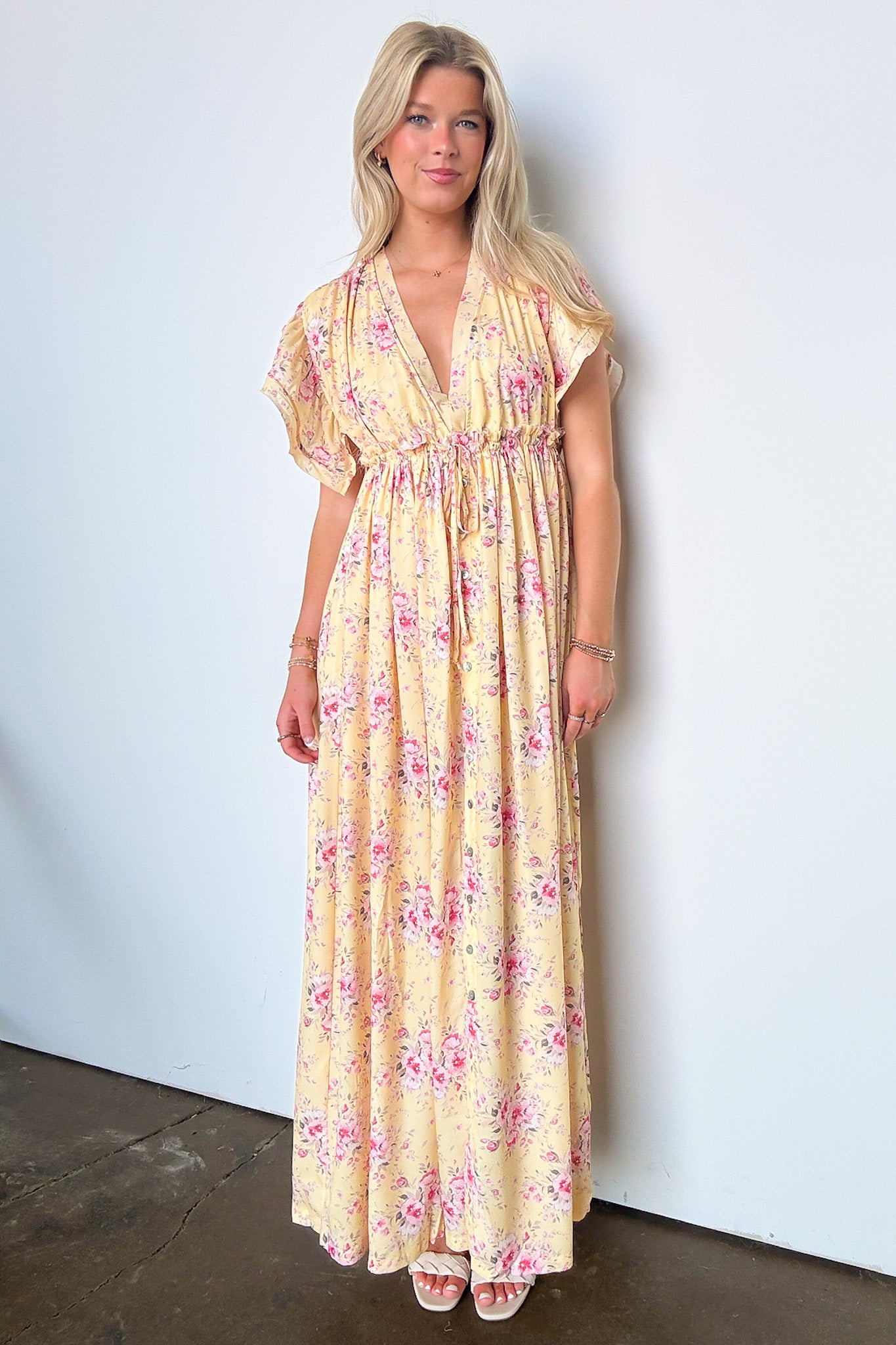 S / Yellow Summer Sensation Floral Tie Back Maxi Dress - FINAL SALE - Madison and Mallory