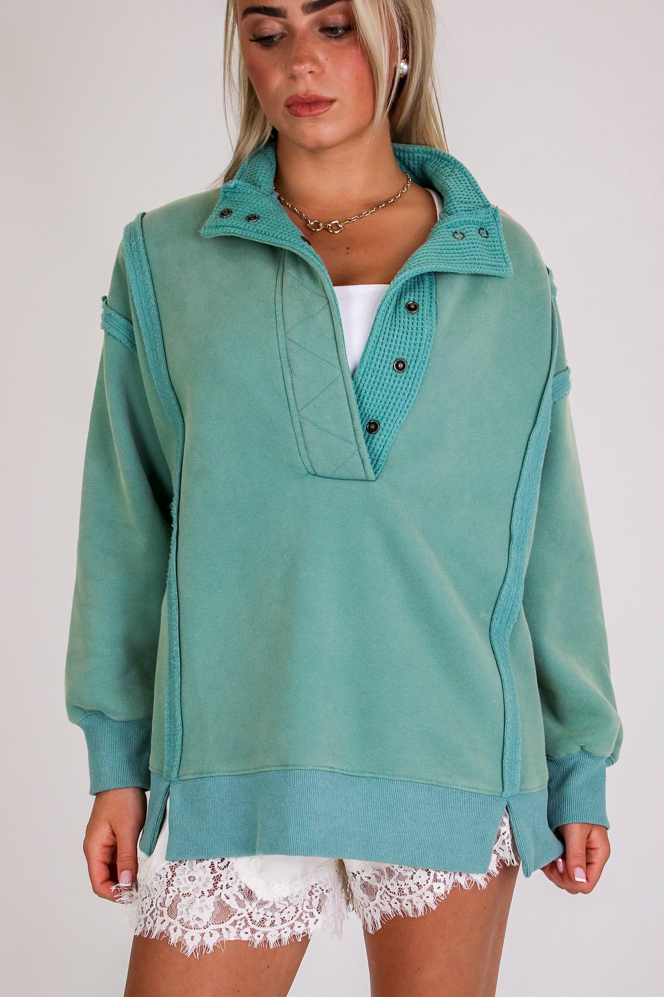 Summit Comfort Thermal Placket Detail Sweatshirt - Madison and Mallory