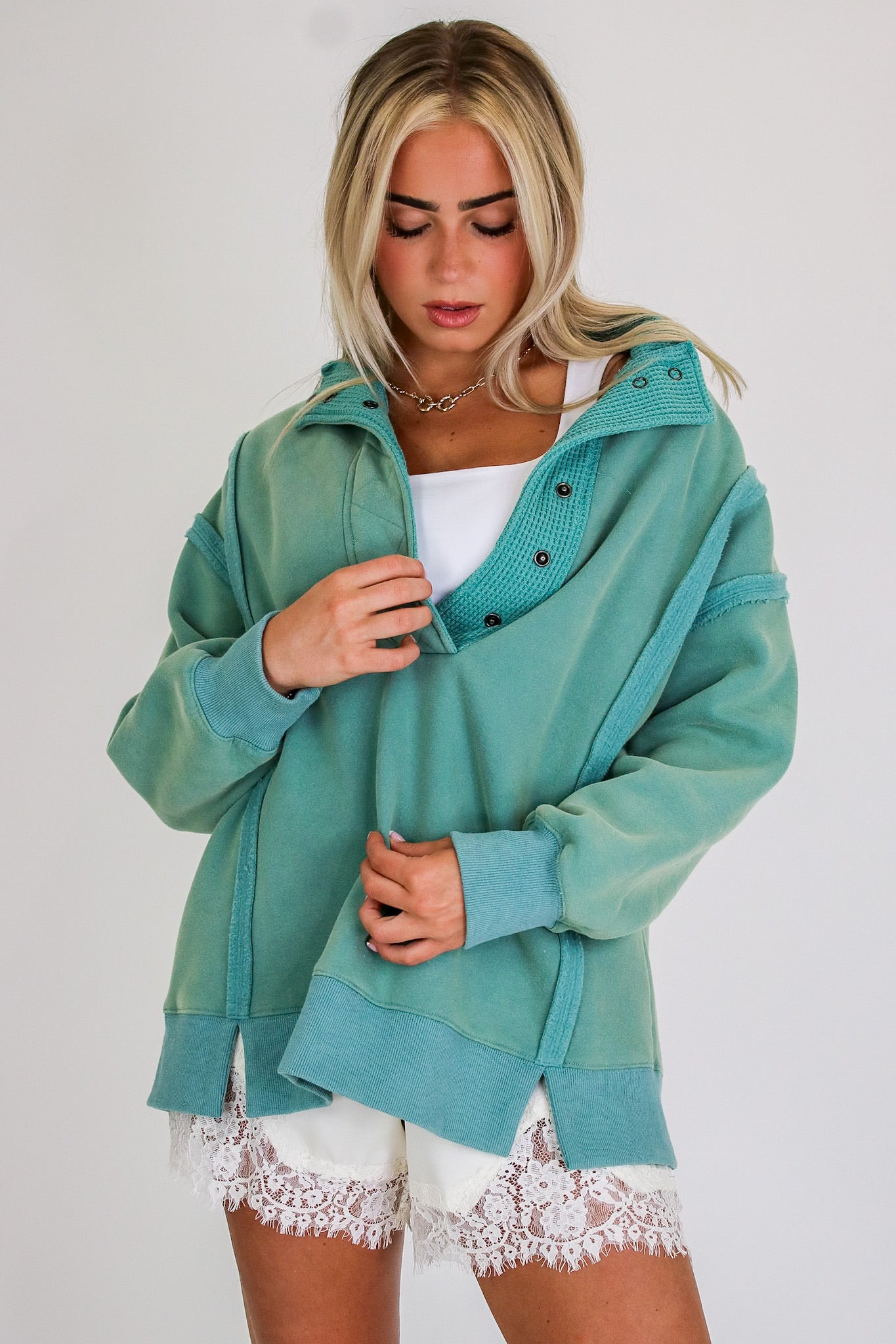 Summit Comfort Thermal Placket Detail Sweatshirt - Madison and Mallory