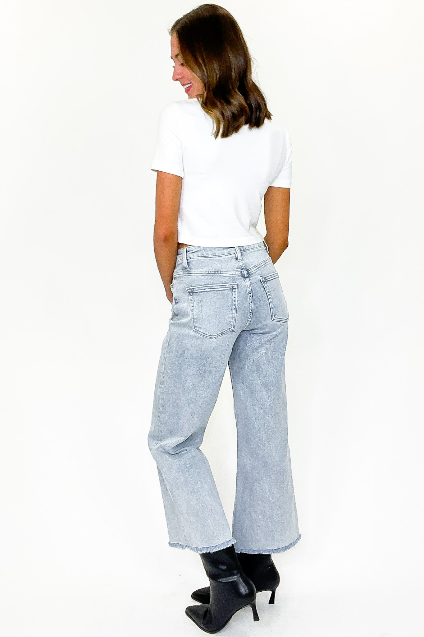 Summit High Rise Ankle Wide Leg Jeans - FINAL SALE - Madison and Mallory