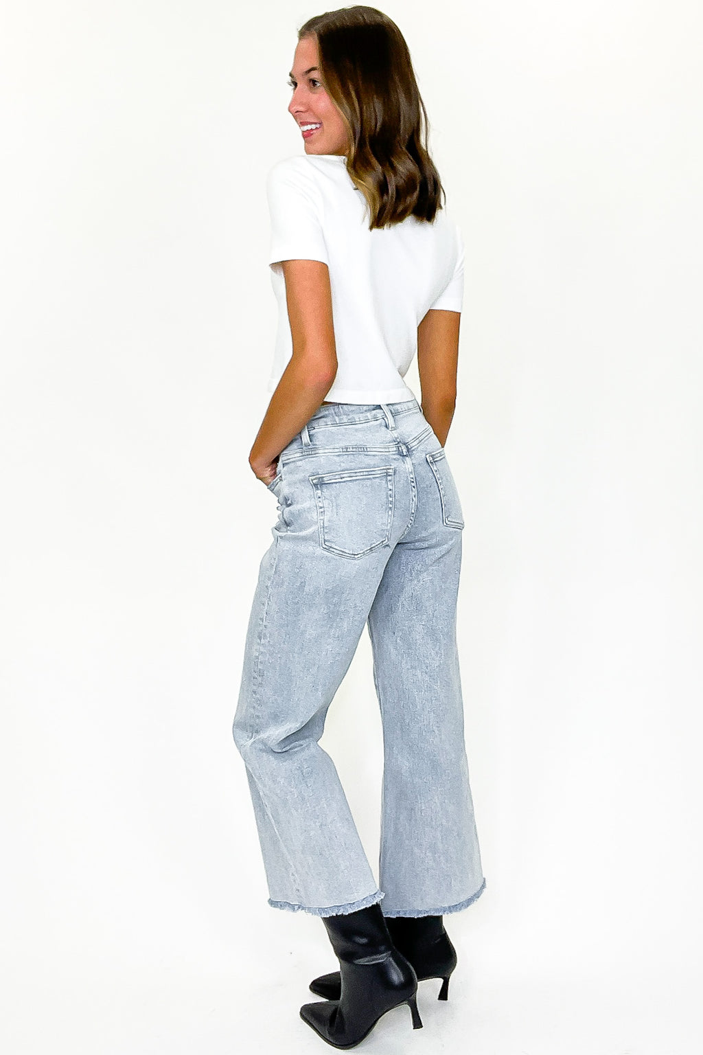 Summit High Rise Ankle Wide Leg Jeans - FINAL SALE - Madison and Mallory