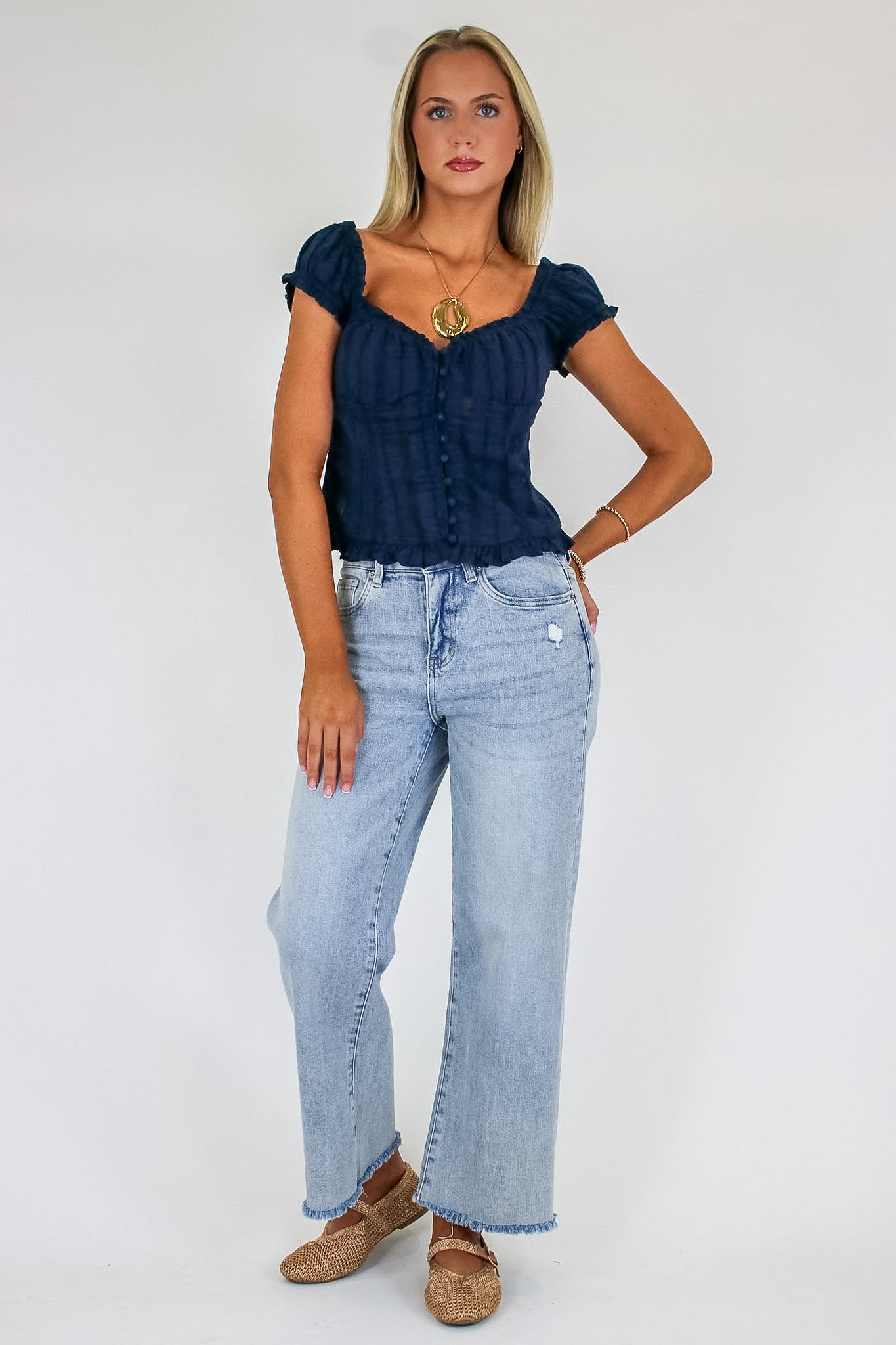 25 / Electric Blue Summit Wide Leg Jeans - Madison and Mallory