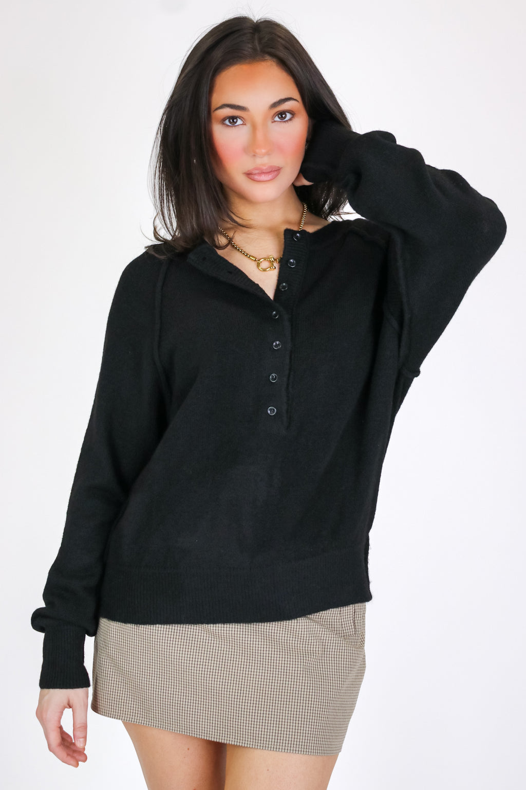 Sunday Morning Henley Button Sweater