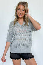 Sunday Loft V-Neck Open-Knit Top - FINAL SALE - Madison and Mallory