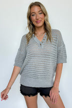 Sunday Loft V-Neck Open-Knit Top - FINAL SALE - Madison and Mallory