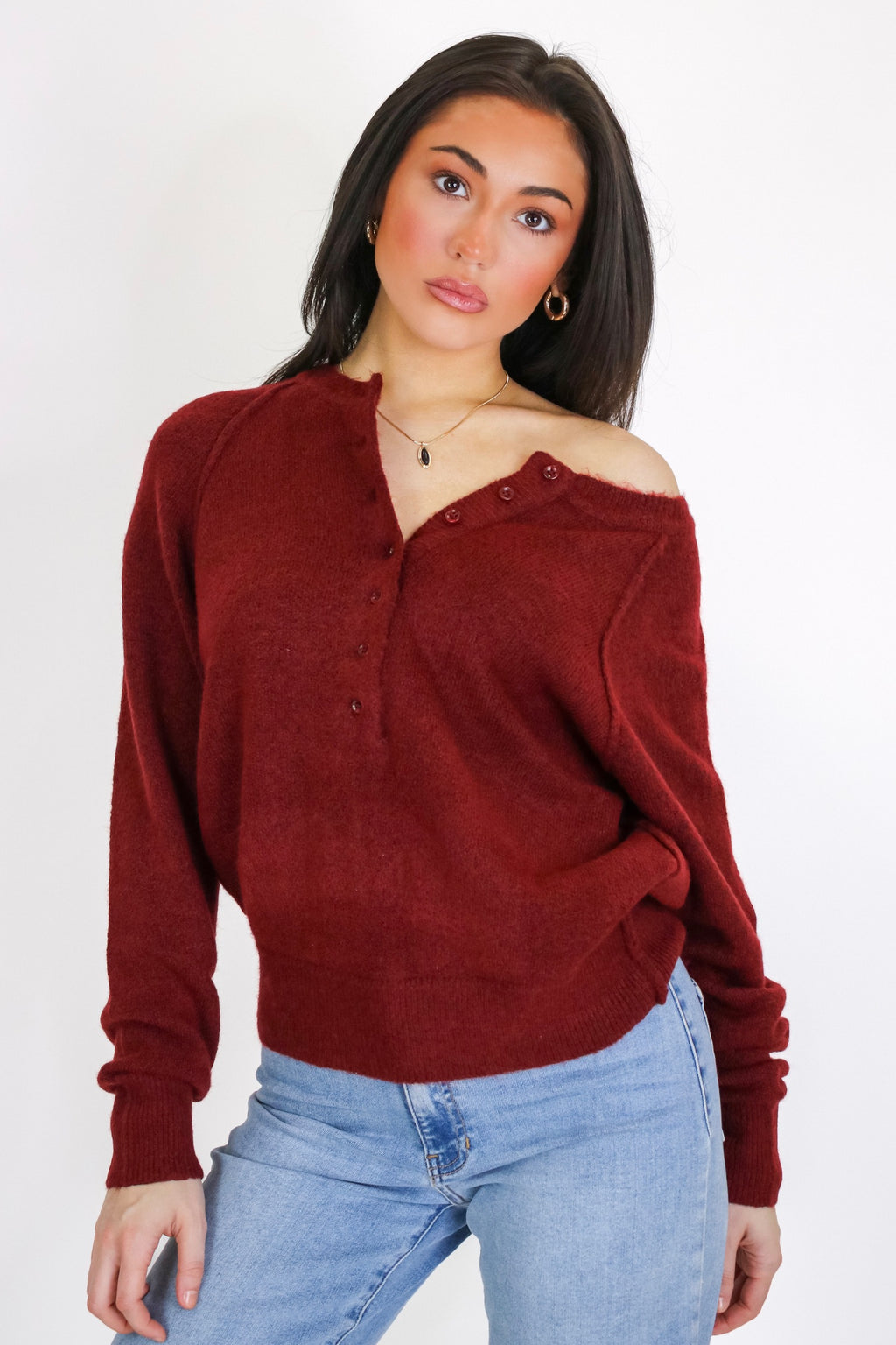Sunday Morning Henley Button Sweater
