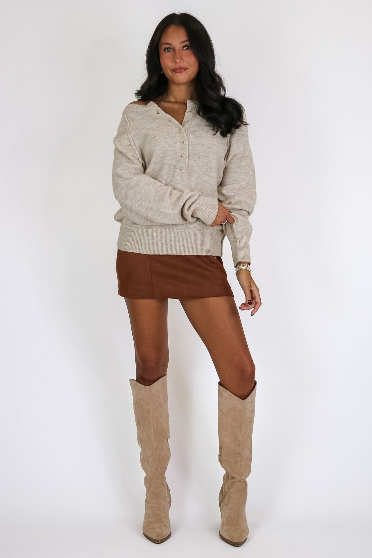 Sunday Morning Henley Button Sweater