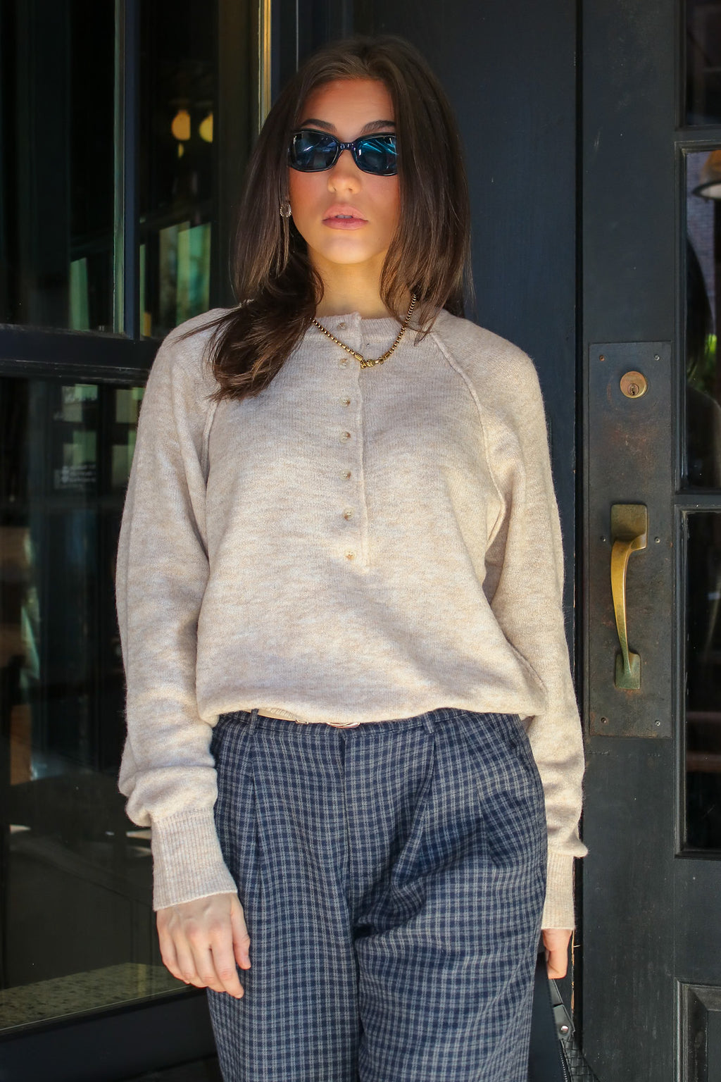 Sunday Morning Henley Button Sweater