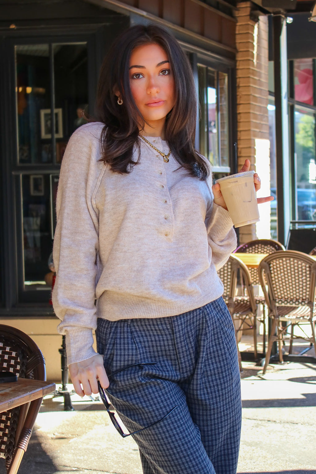Sunday Morning Henley Button Sweater
