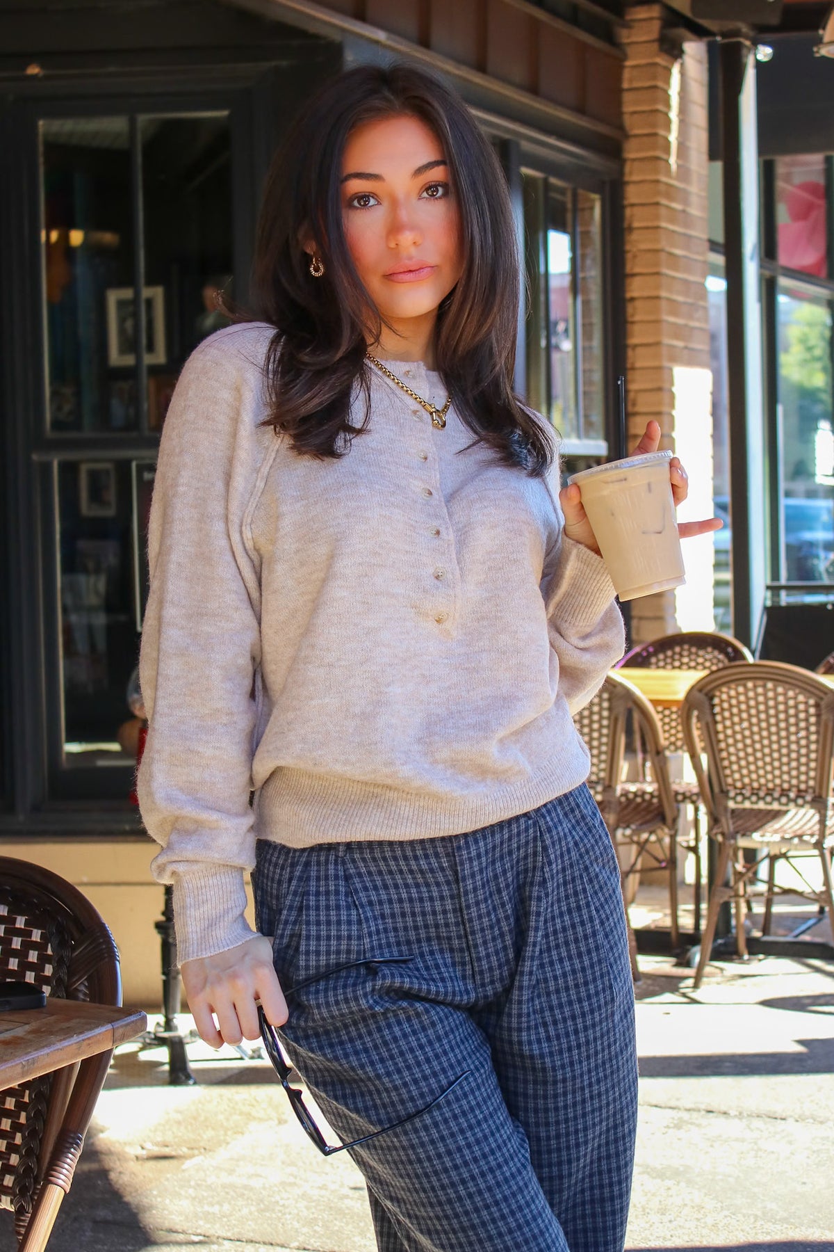 Sunday Morning Henley Button Sweater