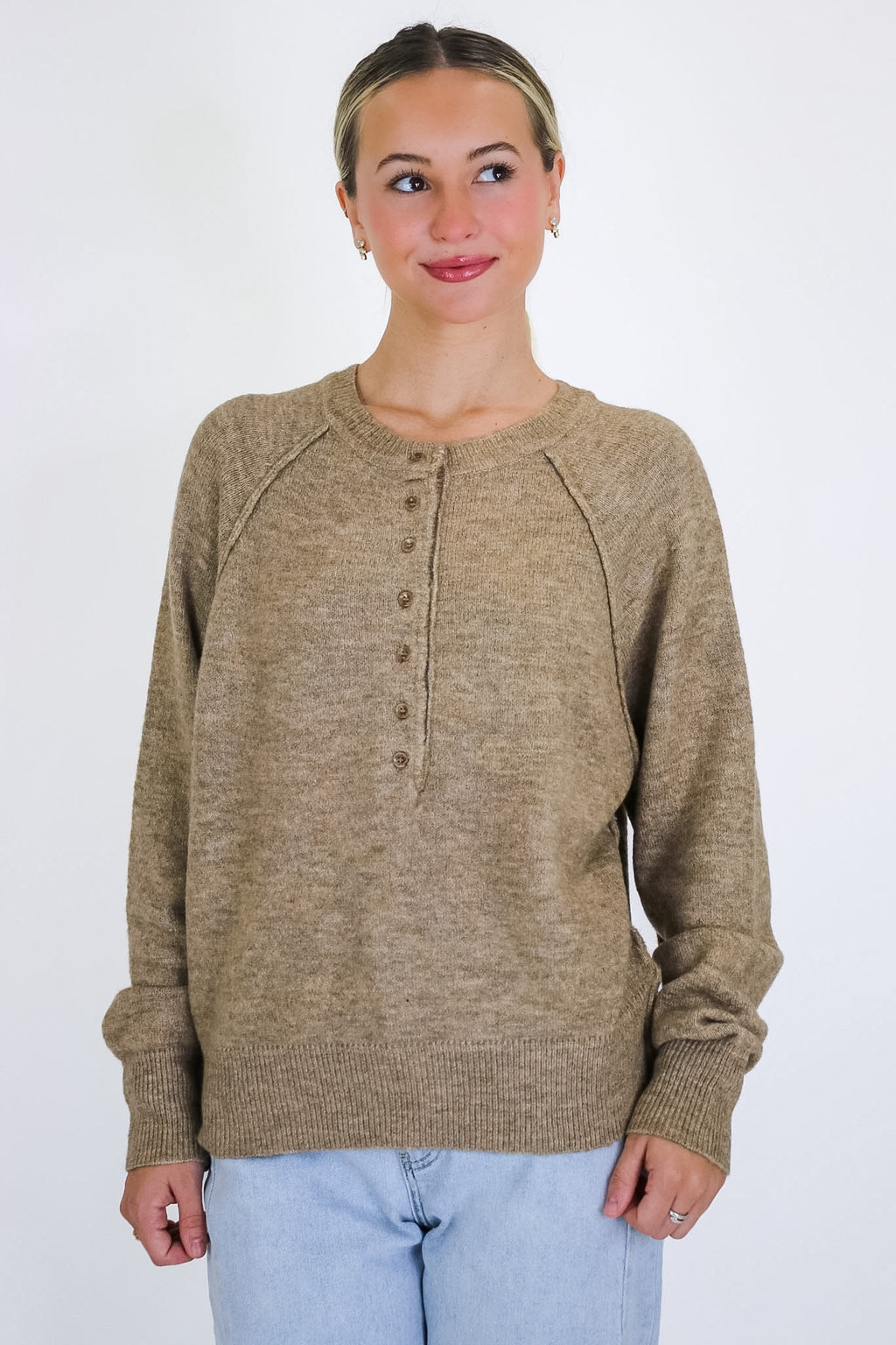 Sunday Morning Henley Button Sweater