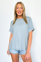 Blue Gray / SM Sunday Muse Melange High-Low Tee - Madison and Mallory