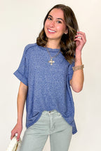 Light Navy / SM Sunday Muse Melange High-Low Tee - Madison and Mallory