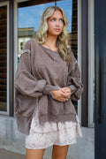 Mocha / SM Sunday Vibes Fleece Pullover - Madison and Mallory