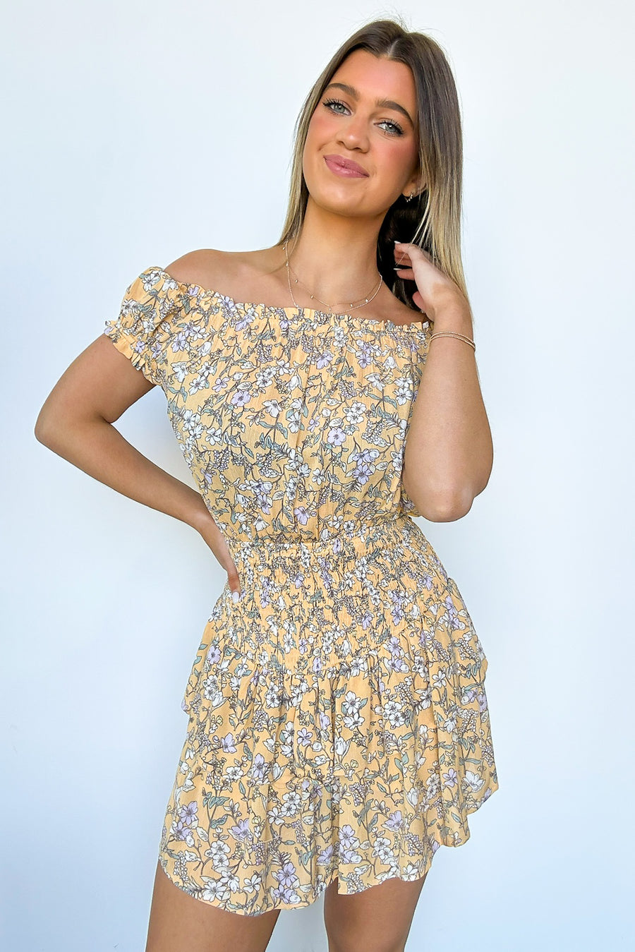Sunshine / S Sunny Attraction Floral Smocked Romper - Madison and Mallory