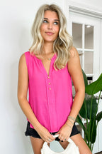  Sunny Poise Textured Button Detail Tank Top - FINAL SALE - Madison and Mallory