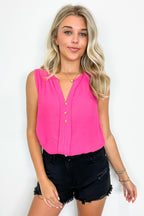  Sunny Poise Textured Button Detail Tank Top - FINAL SALE - Madison and Mallory