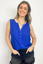  Sunny Poise Textured Button Detail Tank Top - FINAL SALE - Madison and Mallory