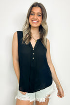  Sunny Poise Textured Button Detail Tank Top - FINAL SALE - Madison and Mallory