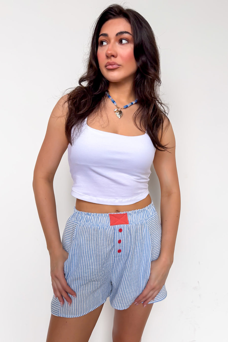 Sunny Stripe Pastel Elastic Waist Shorts - Madison and Mallory