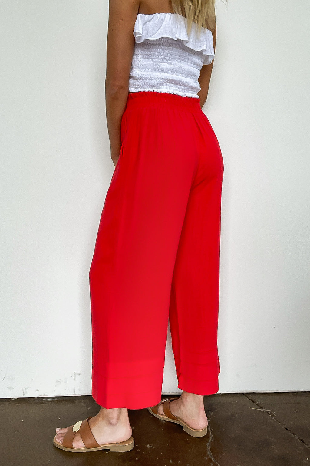 Sunset Sangria Elastic Waist Ruffle Ankle Pants - FINAL SALE - Madison and Mallory