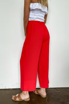 Sunset Sangria Elastic Waist Ruffle Ankle Pants - FINAL SALE - Madison and Mallory