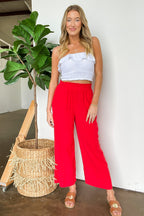 Sunset Sangria Elastic Waist Ruffle Ankle Pants - FINAL SALE - Madison and Mallory