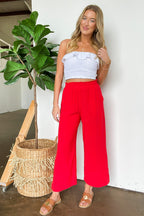 Sunset Sangria Elastic Waist Ruffle Ankle Pants - FINAL SALE - Madison and Mallory