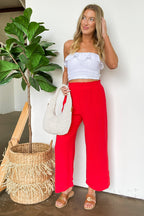 Sunset Sangria Elastic Waist Ruffle Ankle Pants - FINAL SALE - Madison and Mallory