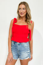 Sunset Sangria Smocked Tie-Strap Top - FINAL SALE - Madison and Mallory