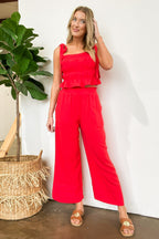 Sunset Sangria Smocked Tie-Strap Top - FINAL SALE - Madison and Mallory