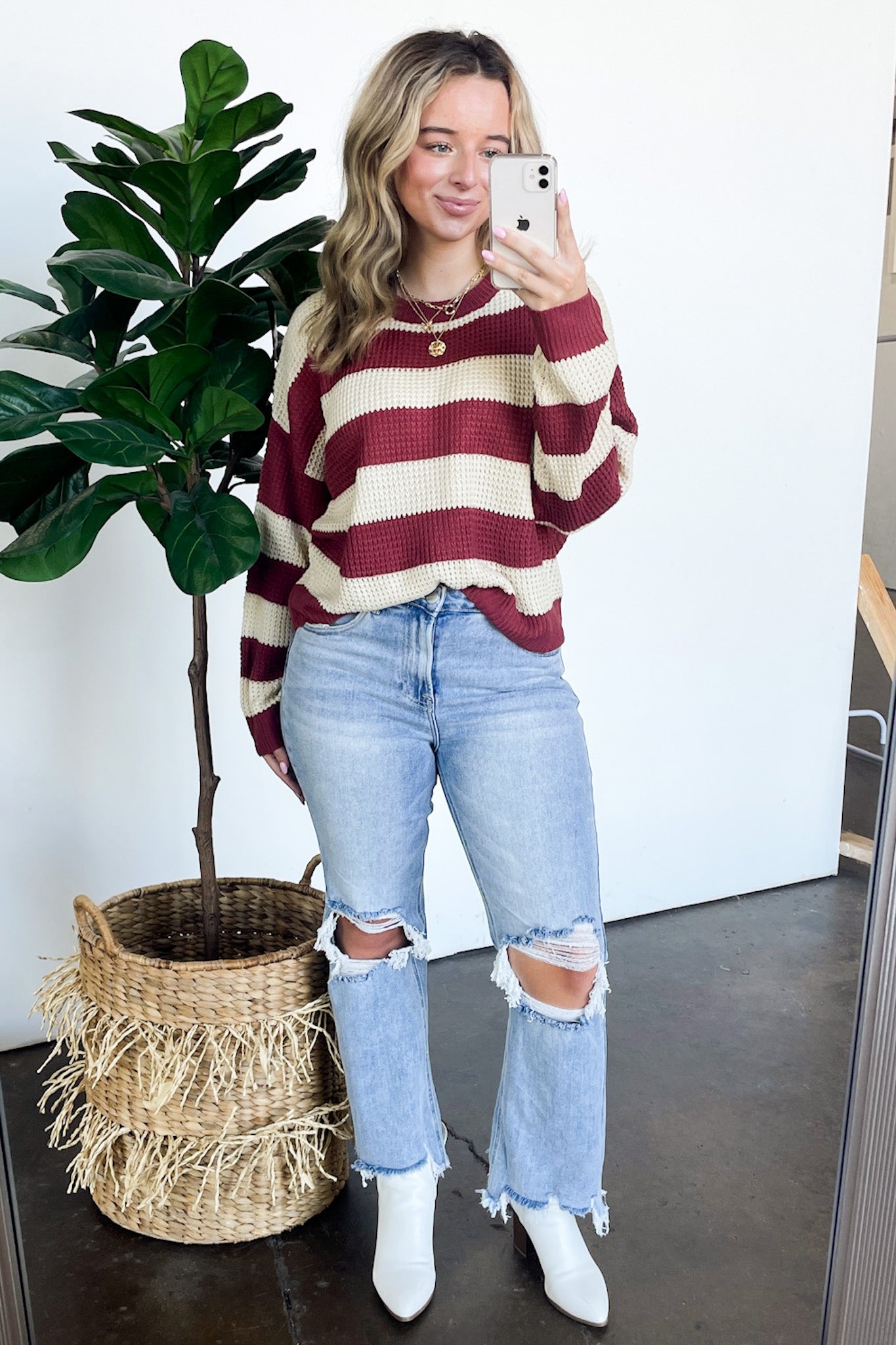  Sunset Stroll Super Soft Knit Striped Sweater - Madison and Mallory