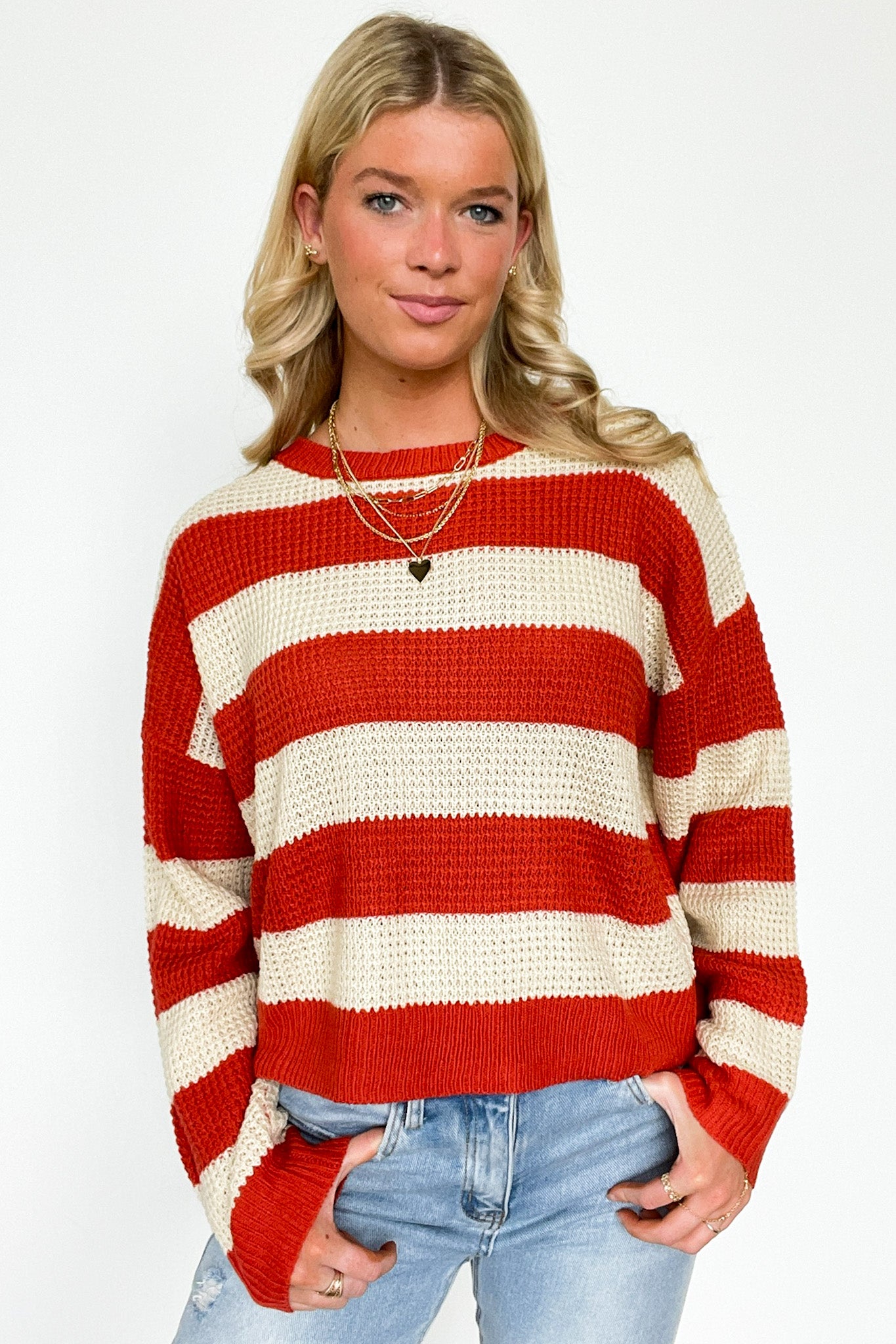  Sunset Stroll Super Soft Knit Striped Sweater - Madison and Mallory