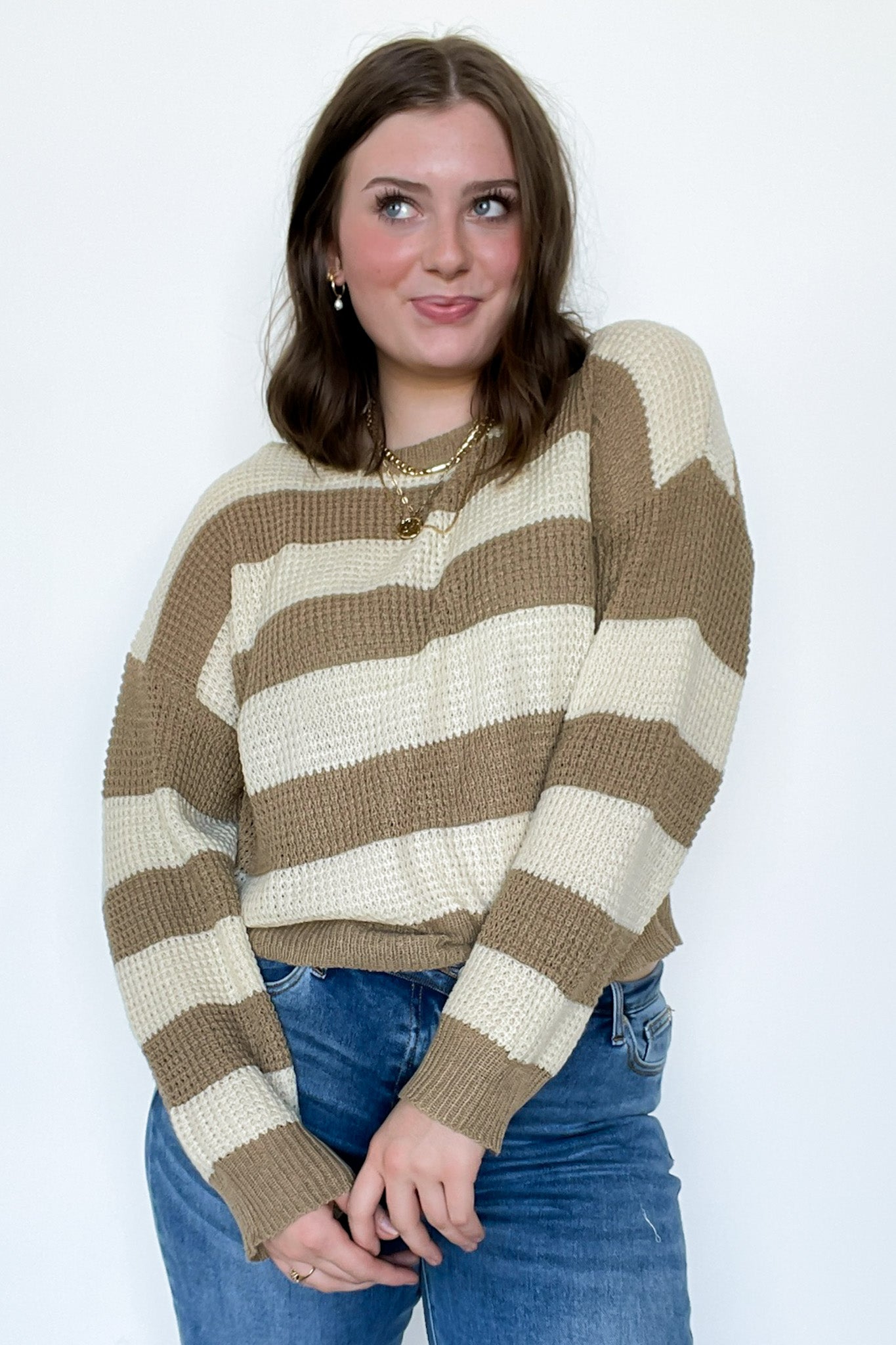  Sunset Stroll Super Soft Knit Striped Sweater - Madison and Mallory