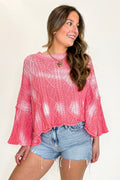 Pink Ombre / S Sunset Stitch Ombre Knit Sweater - Madison and Mallory