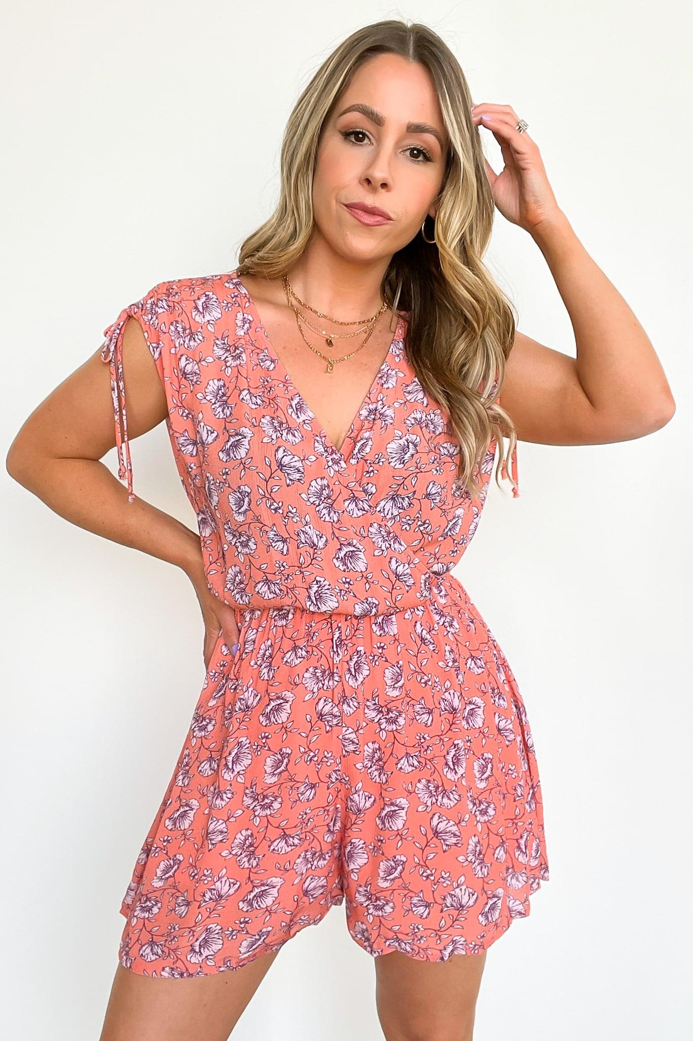  Sunshine Everywhere Floral Print Ruched Romper - FINAL SALE - Madison and Mallory
