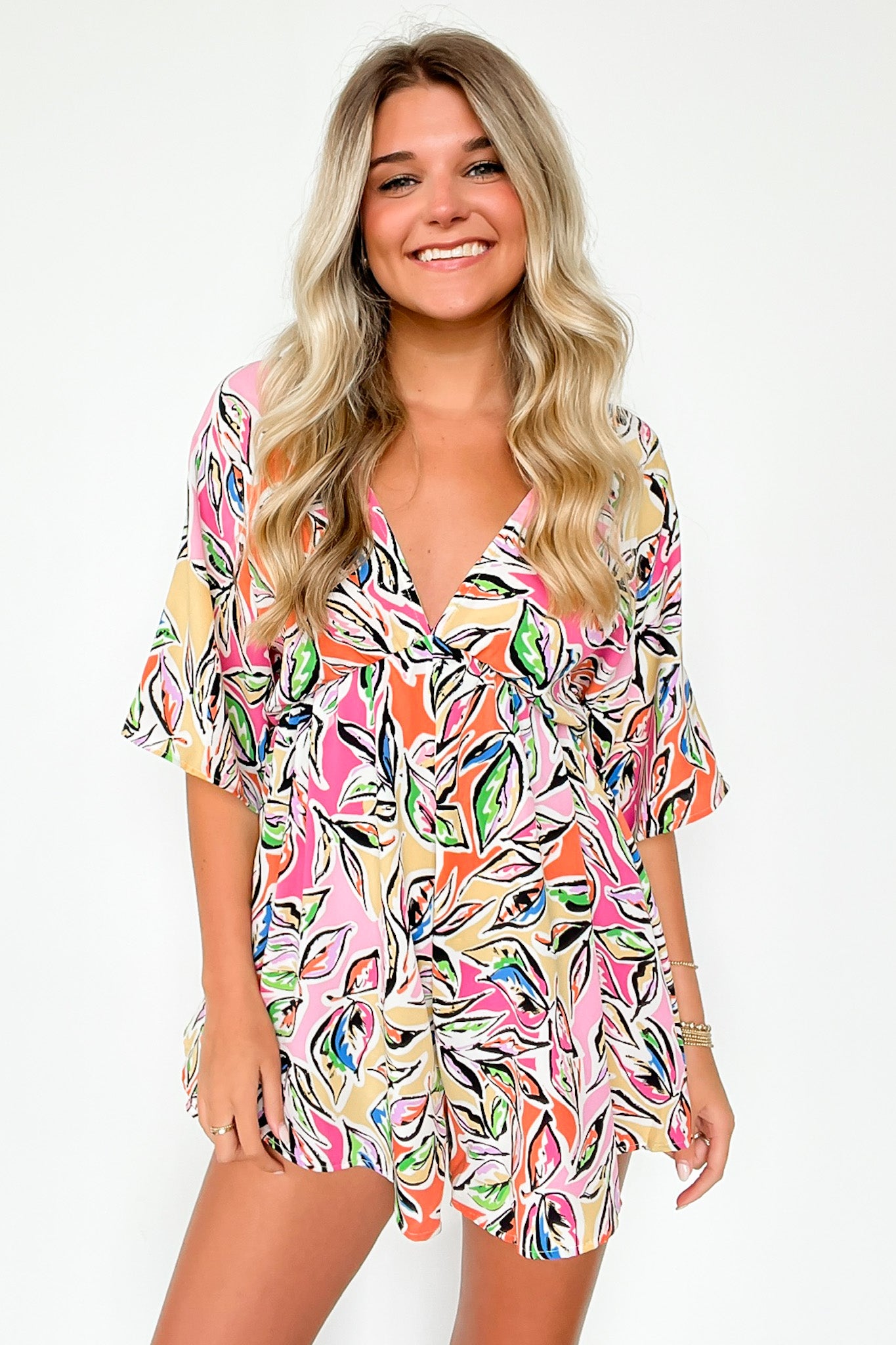  Sunshine Significance Tropical Floral Flowy Romper - FINAL SALE - Madison and Mallory