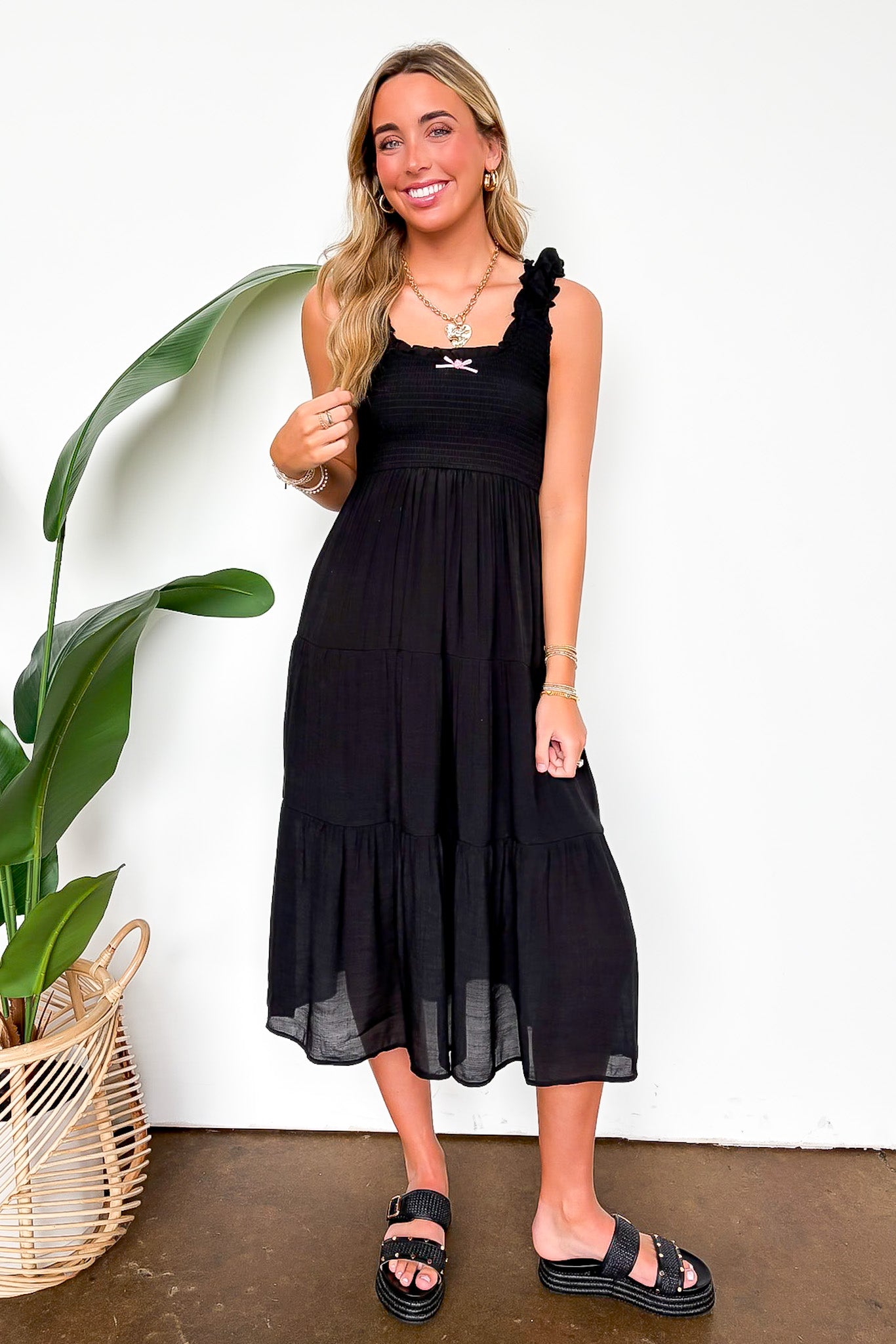 Sunspell Smocked Maxi Dress Black / S Sunspell Smocked Maxi Dress Black / S
